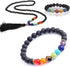EuTengHao 602Pcs Lava Beads Stone Kits with 8mm Chakra Beads and Spacers Beads Bracelet Elastic String for Diffuse Essential Oils Adult DIY Jewelr...