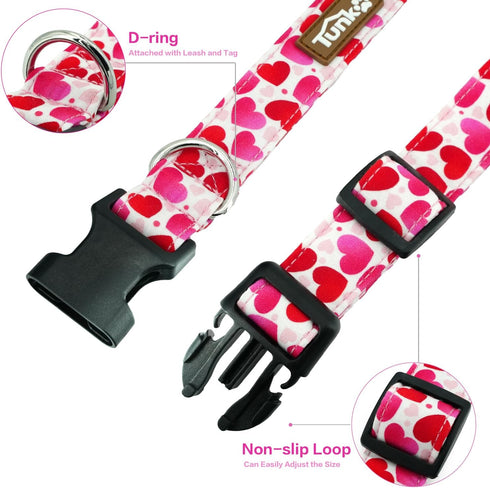 Valentine's Day Dog Collar, Cute Adjustable Heart Collar for Boy and Girl Dogs, Dog Collar with Strong Plastic Buckle - for Small Medium Large Pet...