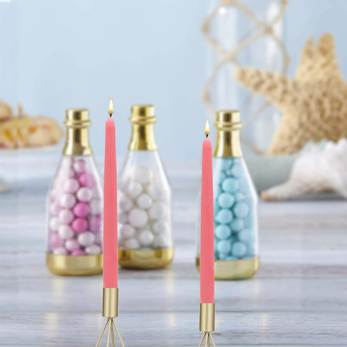 CandleNScent Taper Candles | Tapered Candlesticks - dripless 10 Inch unscented | Pink | 4 Pack...