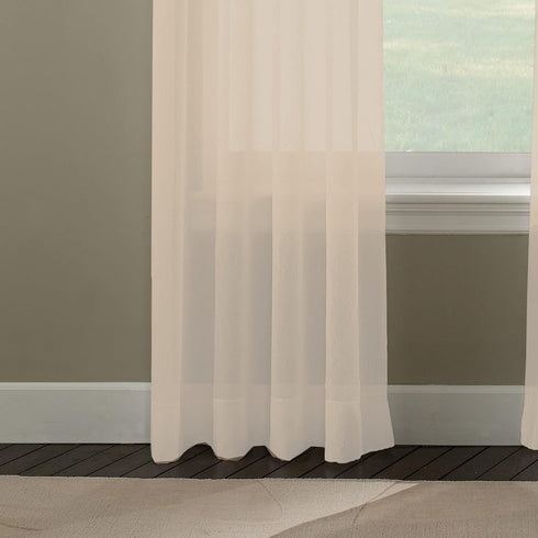 Curtainworks Trinity Crinkle Voile Sheer Curtain Panel, 51 by 63", Oyster...
