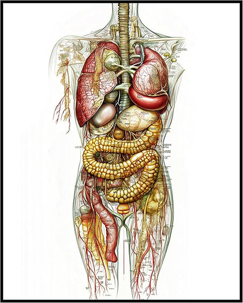 Posterizer 1 pcs-anatomical illustration of the human digestive system 2-Teachers & Classrooms-Abstract & Modern Art-School and classroom art- unf...