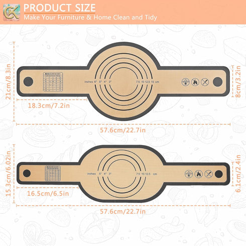Silicone Bread Sling Reusable Baking Mat with Long Handles, 2 PCS Easy and Stable to Transfer Bread Heat Resistant Protector Pad Mat for Oven...