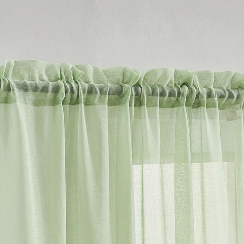 MYSTIC-HOME Sage Green Sheer Curtains 84 Inches Long, Rod Pocket Sheer Drapes for Living Room, Bedroom, 2 Panels, 52"x84", Semi Crinkle Voile Wind...