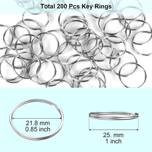 200PCS Split Key Rings Bulk for Keychain and Crafts keychain rings (Silver 25mm)...
