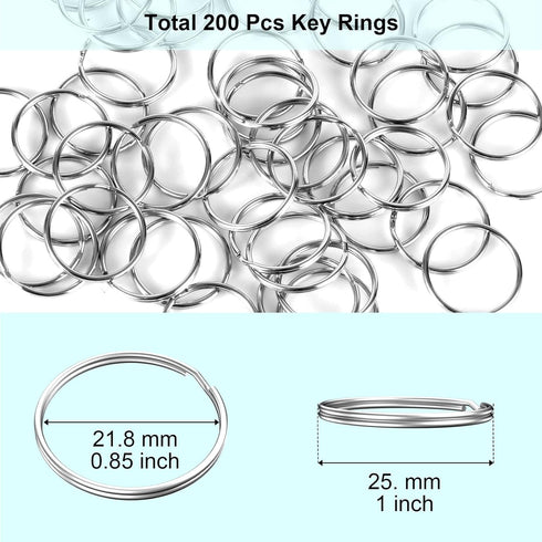 100PCS Split Key Rings Bulk for Keychain and Crafts Keychain Rings (Silver 25mm)...