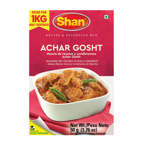 Shan - Achar Gosht Seasoning Mix (50g) - Spice Packets for Meat in Pickle Condiments...