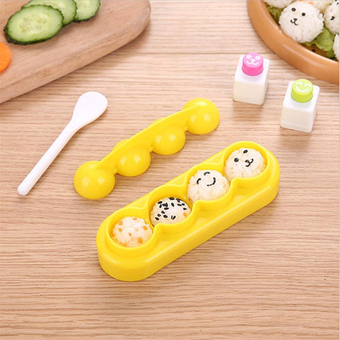 Rice Mold Cartoon Bento Maker Mould Ball & Seaweed Nori Expression Cutter Bento Accessories DIY Kitchen Tools for Baby Kids Meal, Set of 5...