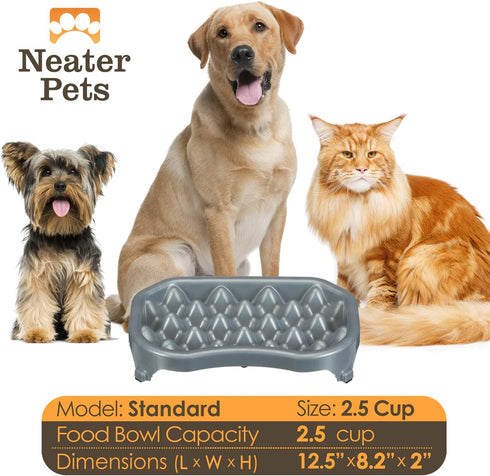 Neater Pet Brands - Neater Slow Feeder - Fun, Healthy, Stress Free Dog Bowl Helps Stop Bloat Prevents Obesity Improves Digestion (2.5 Cup, Silver ...