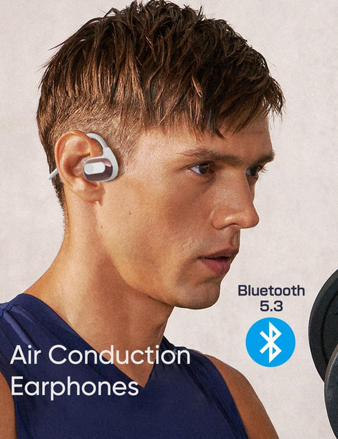Premium Open Ear Air Conduction Headphones, Bluetooth 5.3 Wireless Earphones with Microphone, Stereo Sound Waterproof Sweatproof Sport Headsets fo...