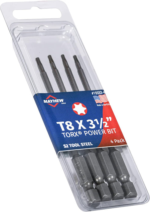 Mayhew Tools 19332-4 USA Torx Power Bit, T8 x 3.5", 4-Pack...