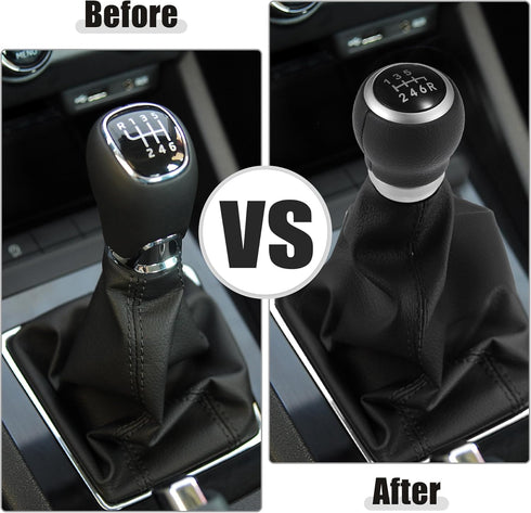 ACROPIX Black Faux Leather 6 Speed Manual Gear Shift Knob Stick Shifter Lever Head Ball Fit for Subaru Impreza WRX STI 2009-2021 - Pack of 1...