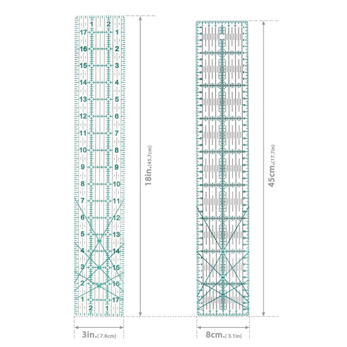 Quilting Ruler 3” x 18” Sewing Acrylic Ruler Anti-Slip Ruler DIY Quilting Tools with Clear Printed Lines for Precise Cutting...