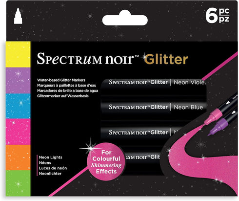 Spectrum Noir SN-Glitter Marker Lights-6pc Set, pkg of 6, Neon Lights...