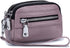Genuine Leather Mini Wristlet Wallet Coin Pouch Handbag Clutch with Wrist Strap (Light Purple)...