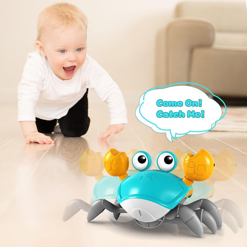Crawling Crab Toy, Infant Tummy Time Baby Toys, Fun Interactive Dancing Walking Moving Toy Babies Sensory Induction Crabs with Music, Baby Toys 0-...