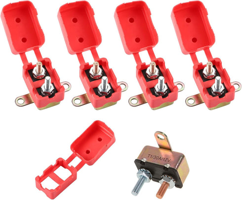 GLOSO Stud Type Circuit Breakers, Crosswise Bracket, Auto Reset (T1) - 5 Pack (30A) E512...