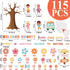 115Pcs Groovy Classroom Tree Bulletin Board Decorations Set Motivational Welcome Accents Tree Wall Bulletin Decor Boho Daisy Owls Cut-Outs for Bac...