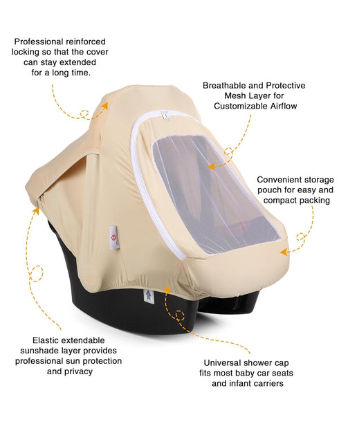 Metplus 2-in-1 Baby Car Seat Cover, Multi Use Cover for Baby Car Seat Canopy with Privacy Sun Shade, Protect Your Baby's Safety Seat with Style, I...