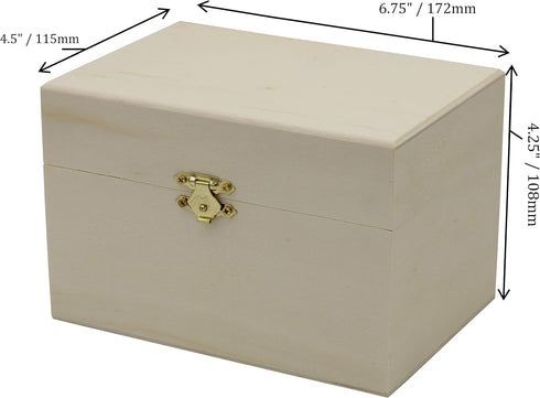 Creative Hobbies® Ready to Decorate Wooden Recipe Box with Hinged Lid and Front Clasp - Make Your Own Gift, Jewelry, Photo Box...