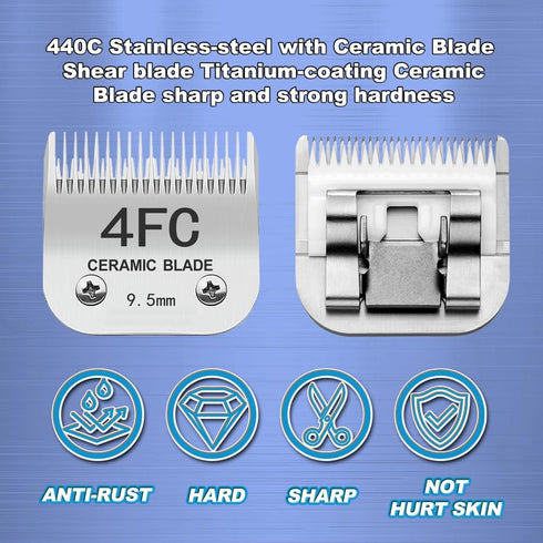 10# Blade Dog Grooming Clipper Replacement Blades Compatible with Andis Dog Clippers,Most A5, KM Series Clippers,Detachable Ceramic Blade,Size-10#...