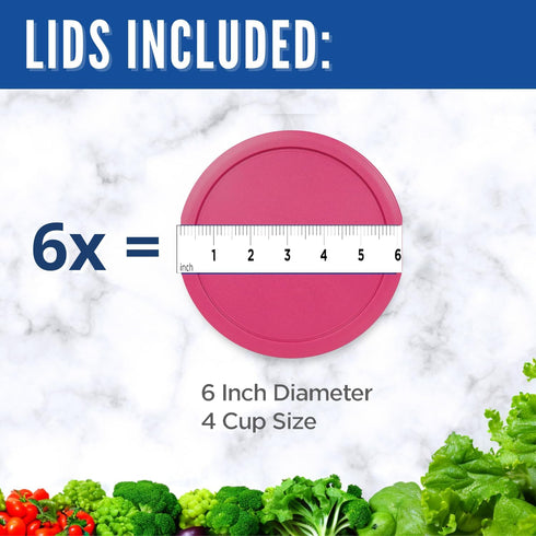 Replacement Lid for Pyrex 6" Storage Plastic Cover 4 Cup Bowl 7201-PC Fuchsia (6-Pack)...
