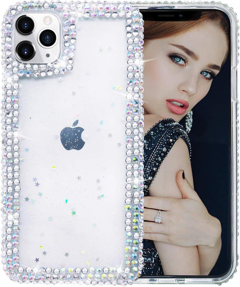 Bonitec Jesiya for iPhone 11 Pro Case 3D Glitter Sparkle Bling Case Luxury Shiny Crystal Rhinestone Diamond Bumper Clear Protective Case Cover Cle...