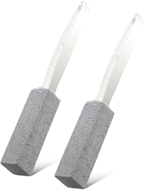 2 Pack Toilet Cleaner Hard Water Build up Remover with Ergonomic Handle, Toilet Bowl Stain Ring Remover, Pumice Cleaning Stone with Handle for Kit...