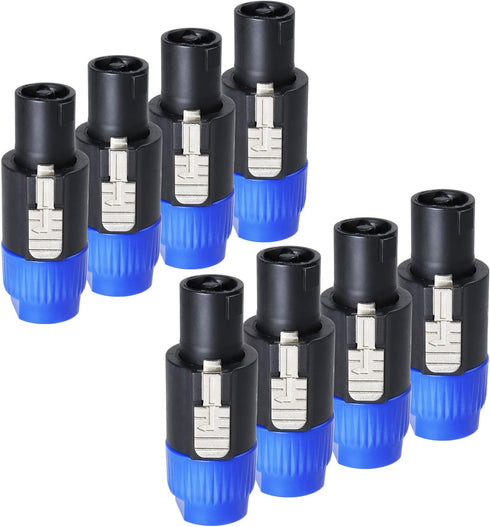 Pack of 8 NL4FC Speakon Connectors, 8pcs 4 Pole Speak-ON Connector with Twist Lock, Compatible NL4FX, NLT4X, NL2FC Adapter for Amplifier to Speake...