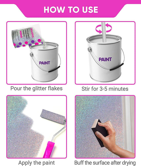 LEVAKA Glitter Paint Additive for Walls - Holographic Silver Paint Glitter for Painting Walls - Add to Interior or Exterior Paint for a Gorgeous S...