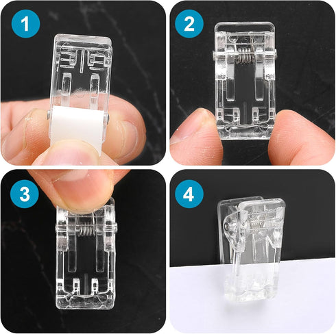 30 Pcs Self Adhesive Clips,Plastic Clips No Drill No Damage,Shower Curtain Clip Wall Clips for Hanging...