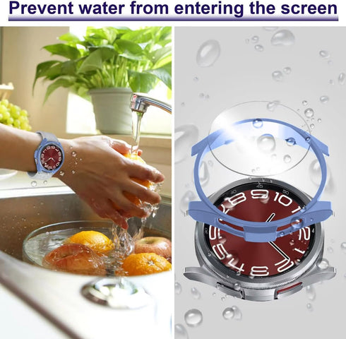 12+4 Pack Case for Samsung Galaxy Watch 6 Classic 47mm with Tempered Glass Screen Protector, Waterproof Hard PC Scratch Resistant Protective Cover...
