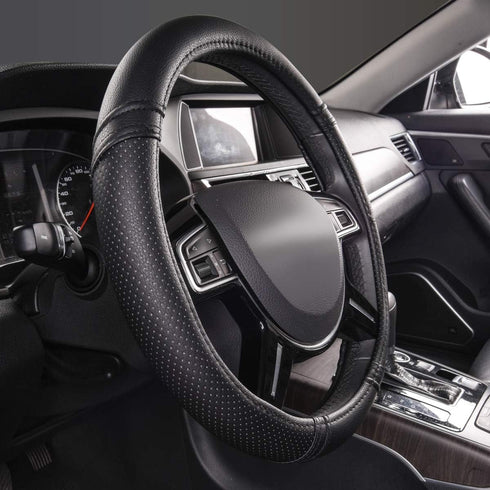 Car Pass Classical Leather Automotive Universal Steering Wheel Covers,Universal Fit for Suvs,Trucks,Sedans,Cars,Vans,14.5-15inch Anti-Slip Safety ...