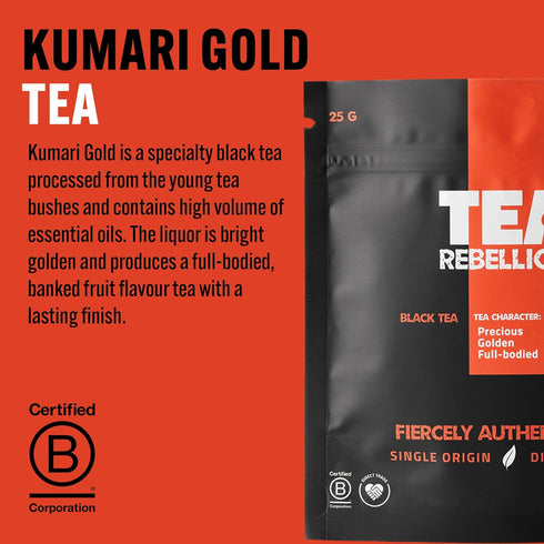 Tea Rebellion 25g Kumari Gold Made from loose leaf tea with Pure and Authentic Organic Black Tea, High Mountain Tea with One Leaf and Bud, Healthy...