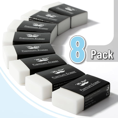 Mr. Pen- Pencil Eraser, 8 Pack, White Erasers, Erasers for Artists, Artist Eraser, Drawing Erasers for Sketching, Large Eraser, Pencil Erasers, Ar...