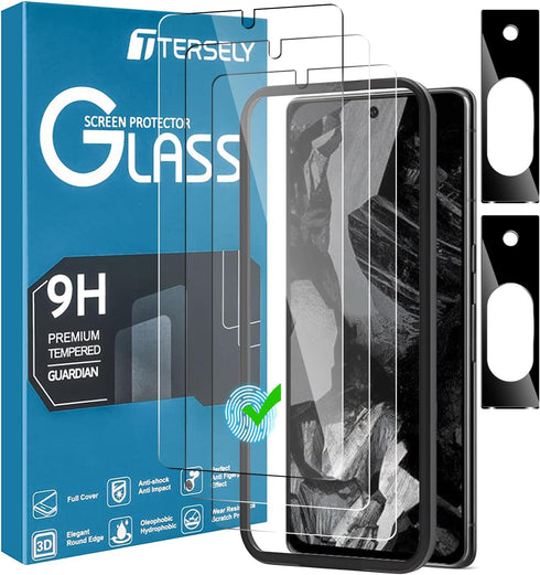 T Tersely [3+2 Pack Tempered Glass Screen Protector for Google Pixel 8a 2024 (6.1 inch) with Camera Lens Protector and Installation Alignment Fram...