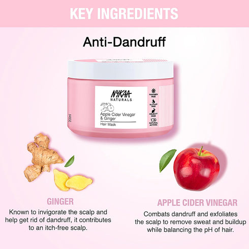 Nykaa Naturals Hair Mask, Apple Cider Vinegar and Ginger, 6.76 oz - Anti-Dandruff Hair Care for Women - Promotes Hair Growth - Safe on Colored Hai...