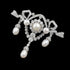 Magnificent Vintage Clear White Ribbon Trio Pearl Drop Brooch Pin Edwardian Jewelry...