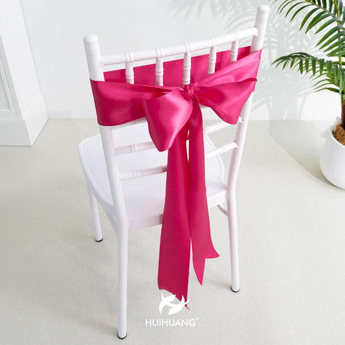 HUIHUANG Hot Pink Ribbon 4 inch Wide Double-Faced Satin Ribbon Fuchsia Ribbon for Wedding Chair Sash Bridal Shower Decor Large Bows Making Flower ...