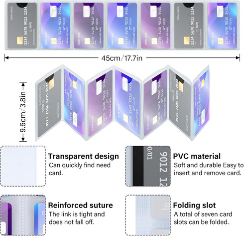 Plastic Wallet Insert for Credit Card Set of 2, Men Wallets Accordion Style Card Picture Holder (Accordion 7 Page)...