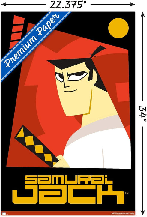 Trends International Samurai Jack - Red Wall Poster, 34L x 22.4W, Premium Poster & Clip Bundle...