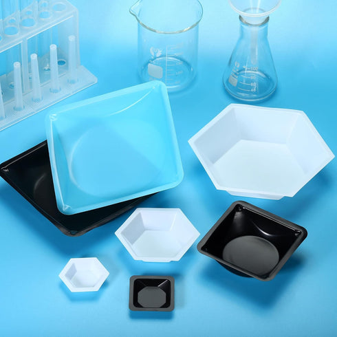 PATIKIL Square Weigh Boats, 10 Pack Plastic Medium Scale Trays Powder Dispenser for Weighing Mixing, Black...