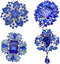 4pcs Big Blue Crystal Silver Plated Brooch for Wedding Bouquet...