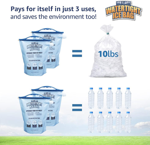 2 Large Leakproof Ice Bags. The original reusable Ice Pack for Coolers - Drop in Cubed Ice & Make Cold, Dry Freezer Packs for Coolers - Drink your...