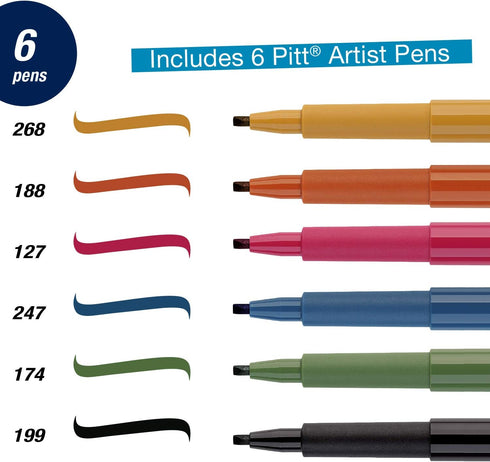 Faber-Castell Calligraphy Pitt Artist Pen Set - Multi Colored Calligraphy Pens (6 Count)...