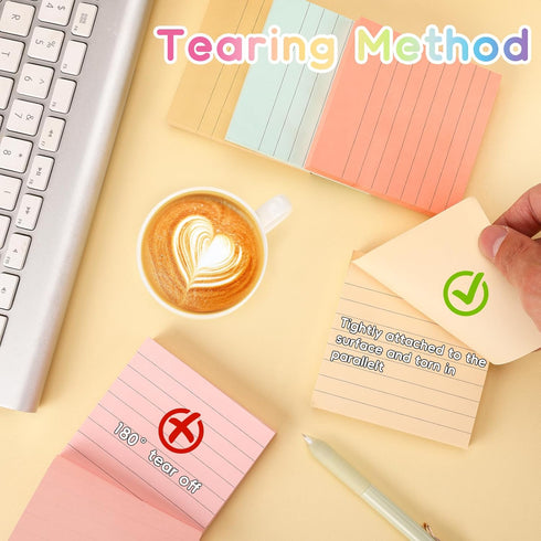 EOOUT 8 Pads Lined Sticky Notes, 3x3 Inches Self-Stick Note Pads, 100 Sheets/Pad, Super Adhesive Memo Pads, Morandi Colors Lined Sticky Notes for ...