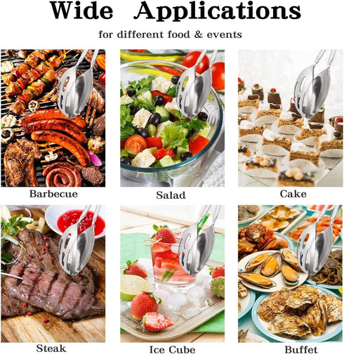 2 Pieces Buffet Salad Tongs for Kitchen Serving and Cooking, Stainless Steel Food Scissor Tongs, Catering Utensil for Bread Cake Bake Steak Barbec...