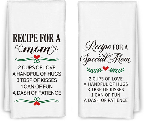 Recipe for a Special Mom Funny Kitchen Towels Set of 2, Mom Gifts, for Mom, Mom Gifts from Daughter Son, Best Mom Gifts, Mom Birthday Gifts, 16x24...