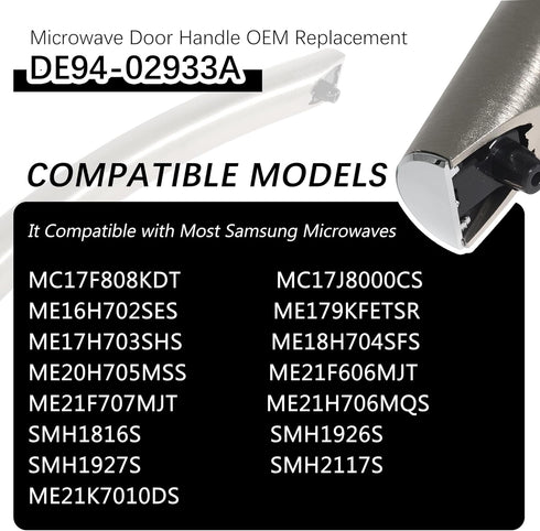 DE94-02933A Microwave Door Handle - Compatible with Samsung Microwaves - Replaces AP5622966, 2448710, DE64-02522A, PS4239327 Oven Replacement Part...
