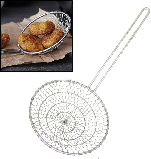 Hicook Stainless Steel Kitchen Spider Strainer Skimmer Ladle Food Dumpling Noodle Strainer for Pasta Spaghetti Noodles and Frying, 7 inches...