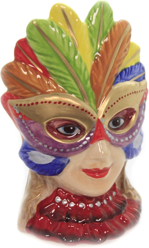Clown and Girl Wearing a Mask Ceramic Salt and Pepper Shakers Set...